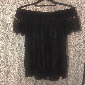 Black Lace off the shoulder top.Small. Like New.
